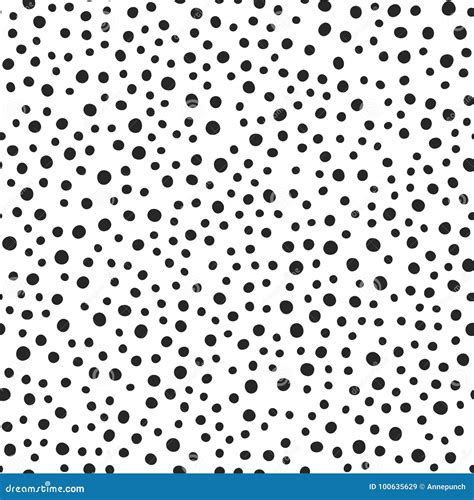 Black Round Spots Scattered On White Background Seamless Pattern