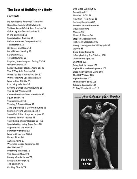 Best Of Building The Body Newsletter 1 Issue Frank Zane 3x Mr