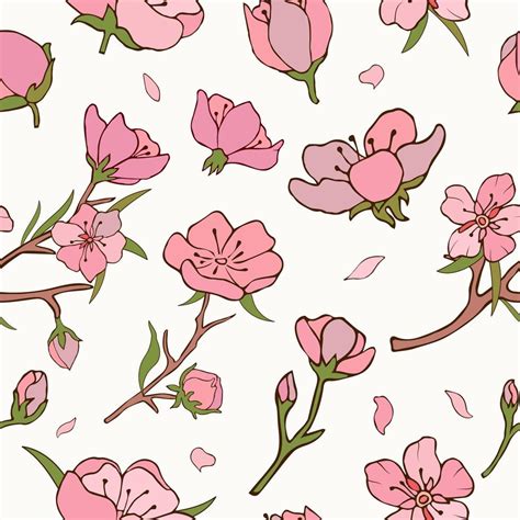 Seamless Background With Cherry Blossoms Vector Illustration Stock