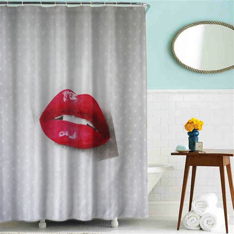 Sexy Lip Women Designer Shower Curtains Waterproof Fabric Bathroom