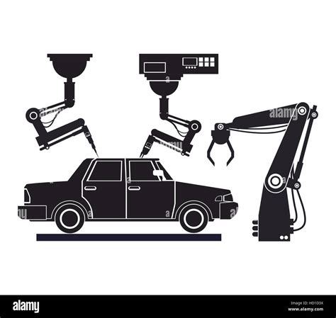 Silhouette Car Assembly Industrial Robotic Production Line Stock Vector Image And Art Alamy