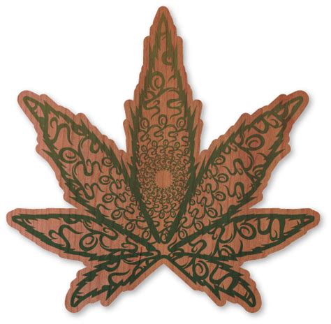 Trippy Weed Leaf Dust City Wood Stickers