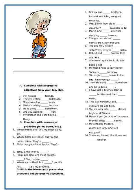possessive adjectives  pronouns worksheet