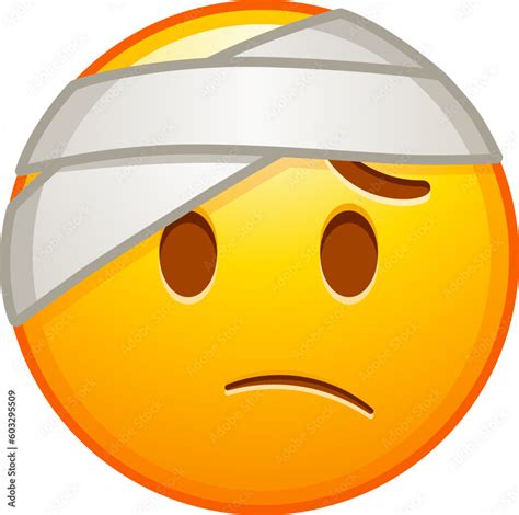 Top Quality Emoticon Emoji With Bandage Yellow Face With A Half Frown