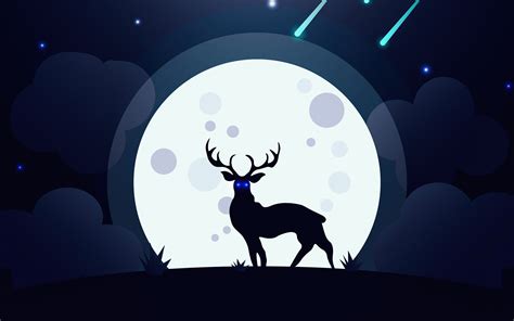 2560x1600 Reindeer Glowing Blue Eyes Moon 5k Wallpaper2560x1600