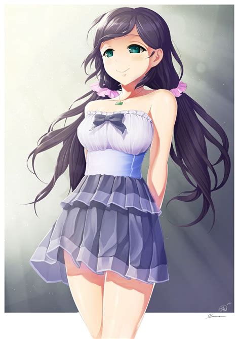 Anime Art Pretty Girl Sleeveless Dress Ruffles