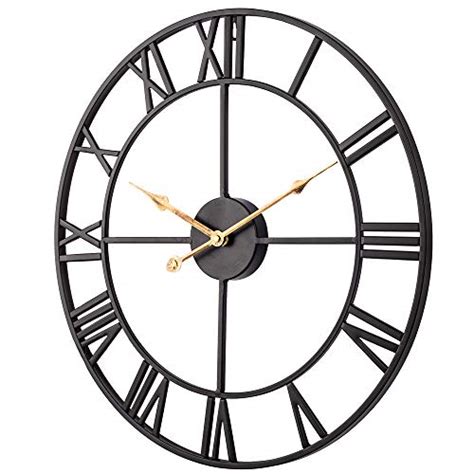 24 Inch Large Wall Clock Silent Non Ticking Battery Operated Industrial Wall Clock With Roman
