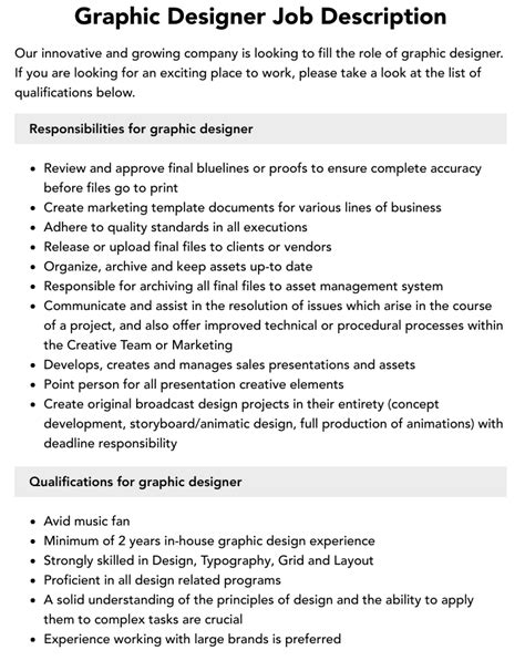 Graphic Designer Job Description Velvet Jobs
