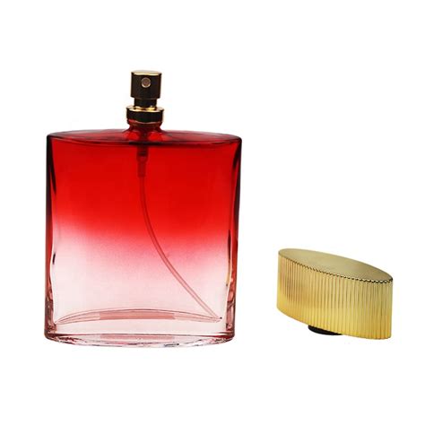 Luxury High Quality Square Red Gradient Perfume Glass Bottle 100ml With