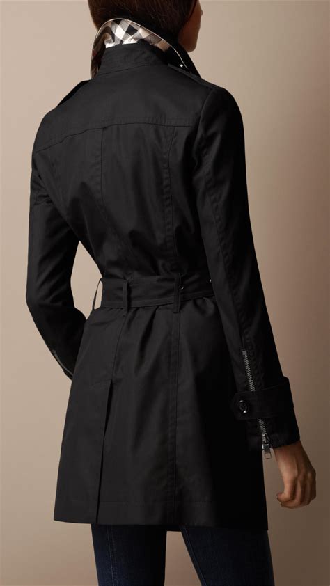 Lyst Burberry Brit Midlength Cotton Zip Cuff Trench Coat In Black