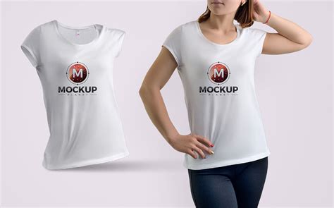 Free Girl Wearing T Shirt Mockup Mockuptree