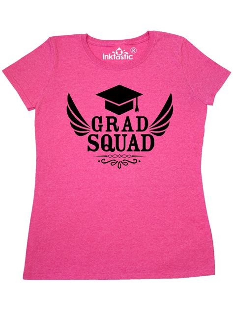 Inktastic Grad Squad With Graduation Cap And Wings Womens T Shirt