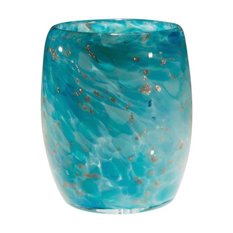 Votive Candle Holder Hand Blown Art Glass In Teal Etsy Canada
