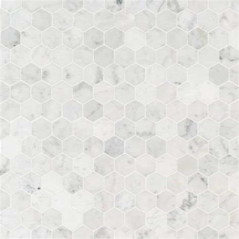 Msi Carrara White Hexagon 12 In X 12 In X 8mm Honed Marble Mesh