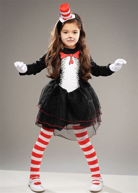 The Cat In The Hat Sally Cosplay Costume Cute Girl Summer Dress Black