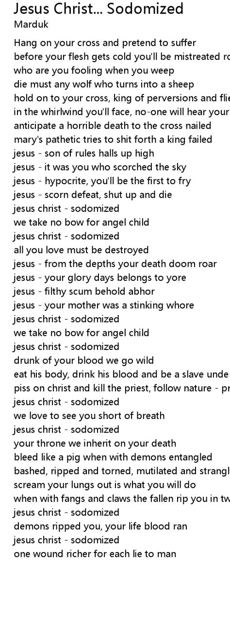 Jesus Christ Sodomized 歌词 歌词网