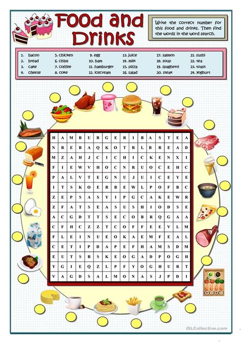 Discover A Fun Food And Drinks Word Search Activity