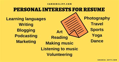 66 personal interests you can pick for the great resume careercliff