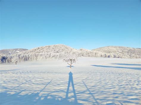 Perfect Winter Wonderland In Special Scenery With Human Shadow Alone