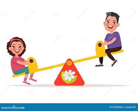 Playground Children On A Balance Swing Stock Illustration