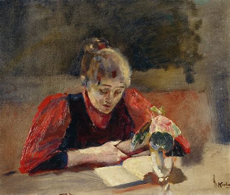 Oda Sits And Read 1888 Painting By O Vaering By Christian Krohg Fine