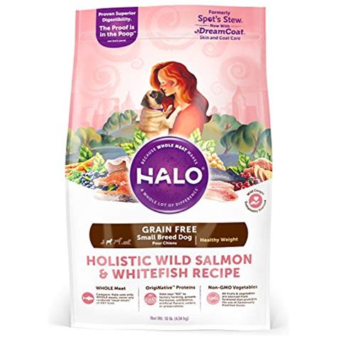 Other benefits of feeding a vegan or vegetarian diet to your dog are improved oral hygiene, healthier coat and skin, and better weight management. Halo Holistic Healthy Weight Dog Food for Small Breed Dogs ...