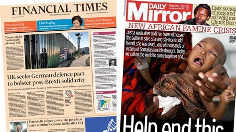 Newspaper Headlines Africas Famine And German Defence Deal Bbc News