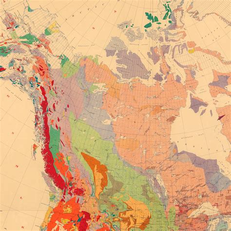 Vintage Geologic Map Geologic Map Of North America Old Etsy