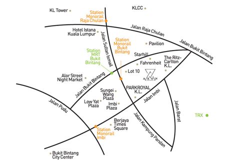 Axon Bukit Bintang Location Map Klcc Condominium Kuala Lumpur City