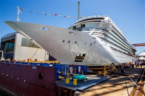 Viking's Newest Cruise Ship, Viking Mars, Touches Water for the First Time