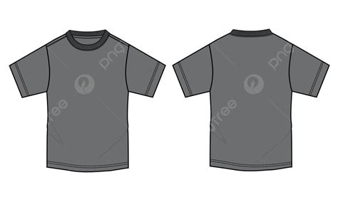 short sleeve grey color t shirt vector illustration template front and back views t shirt