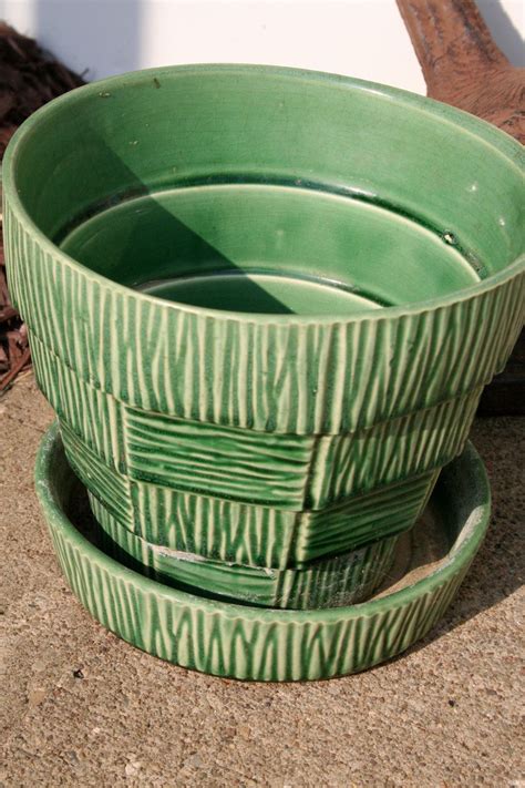 Items Similar To Vintage Mccoy Green Textured Planter On Etsy Pottery