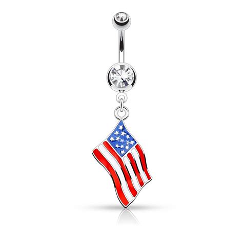 american flag belly button ring — belly bling