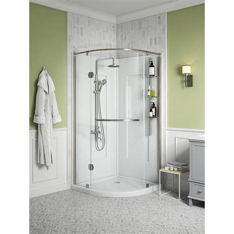 Glacier Bay Glamour 38 In X 77 In Corner Drain Corner Shower Kit In