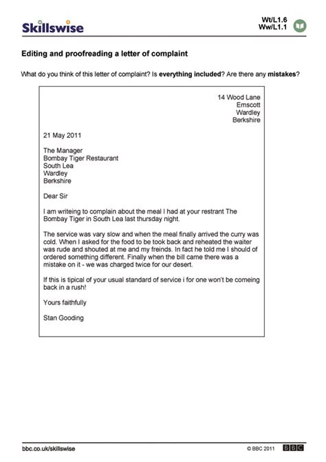 letter  complaint