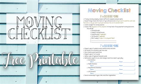 Free Printable Moving Checklist Printable Template