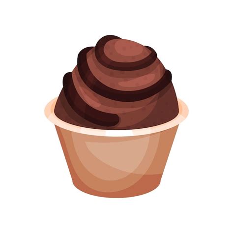 Premium Vector Chocolate Cupcake Cartoon Vector Illustration On A