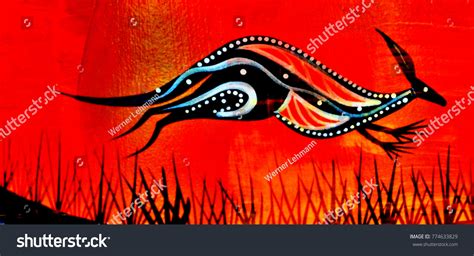 Dreamtime Australian Aboriginal Mythology Picture Kangaroo ภาพประกอบสต็อก 774633829 Shutterstock