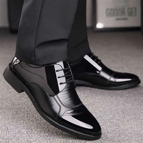 Business Luxury Oxford Shoes Men Breathable Pu Leather Shoes Rubber Formal Dress Shoes Male