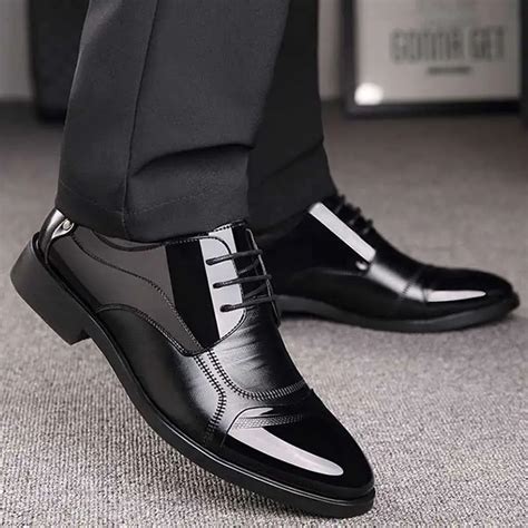 Business Luxury Oxford Shoes Men Breathable Pu Leather Shoes Rubber