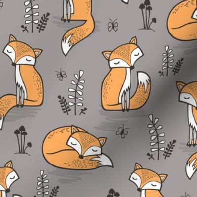 Dreamy Fox In Opal Gray Spoonflower