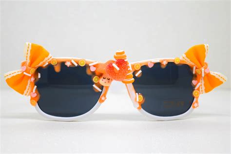 Kawaii Mushroom Sunglasses One Of A Kind Glasses Orange Etsy