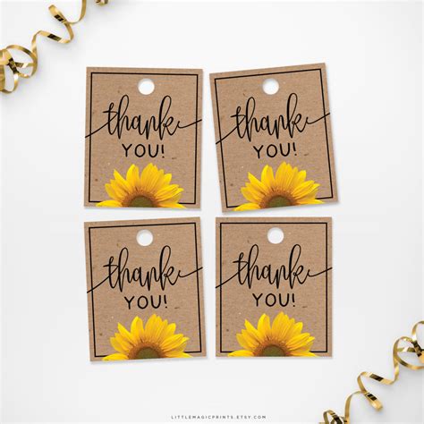 Printable Sunflower Thank You Tags Little Magic Prints