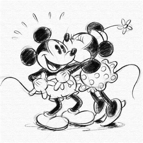 Mickey Mouse And Minnie Mouse Kissing Drawing Beautiful Image Drawing