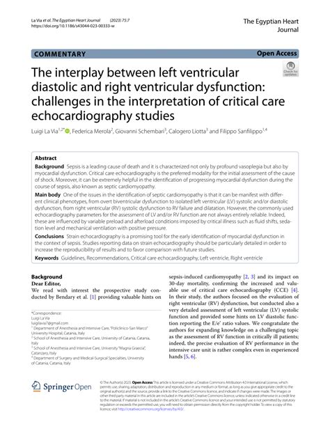 Pdf The Interplay Between Left Ventricular Diastolic And Right