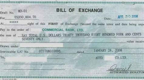 International Bill Of Exchange Iboe In Finance Bank Instrument