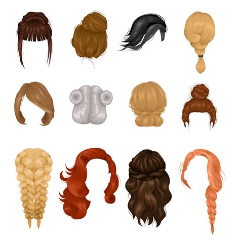 Women Wigs Hairstyle Realistic Icons Set 471562 Vector Art At Vecteezy
