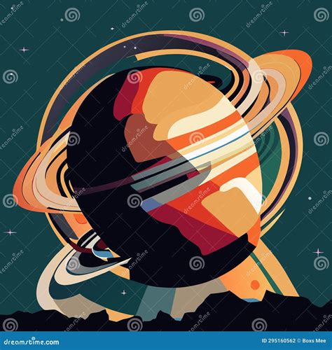 Abstract Illustration Of The Planet Saturn In Outer Space Vector