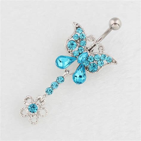 New Style Navel Ring High Quality 316l Surgical Steel Piercing Belly Button Rings Blue Butterfly