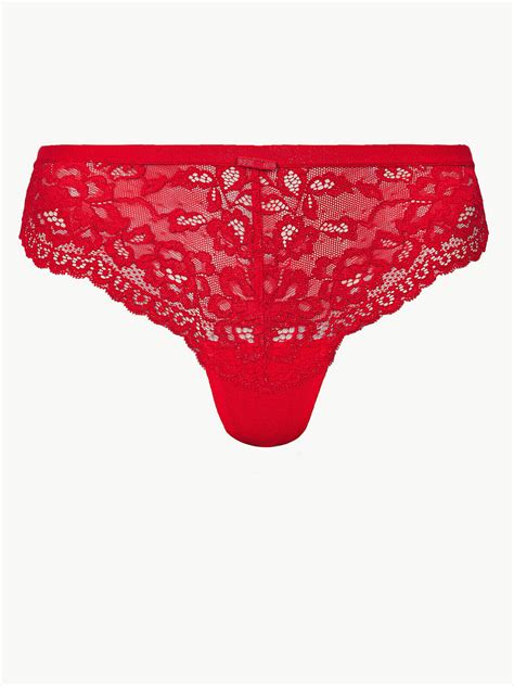 M S RED Floral Lace Thong Size 6 To 28 EBay